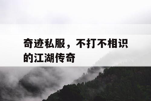 奇迹私服，不打不相识的江湖传奇