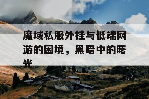 魔域私服外挂与低端网游的困境，黑暗中的曙光