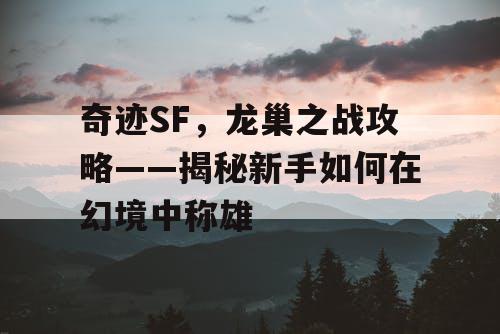 奇迹SF，龙巢之战攻略——揭秘新手如何在幻境中称雄