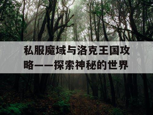 私服魔域与洛克王国攻略——探索神秘的世界