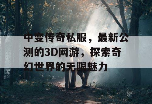 中变传奇私服，最新公测的3D网游，探索奇幻世界的无限魅力