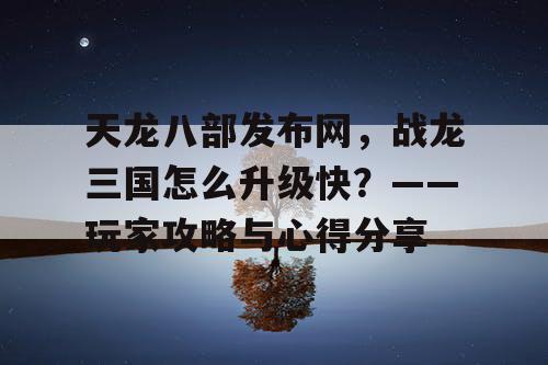 天龙八部发布网，战龙三国怎么升级快？——玩家攻略与心得分享