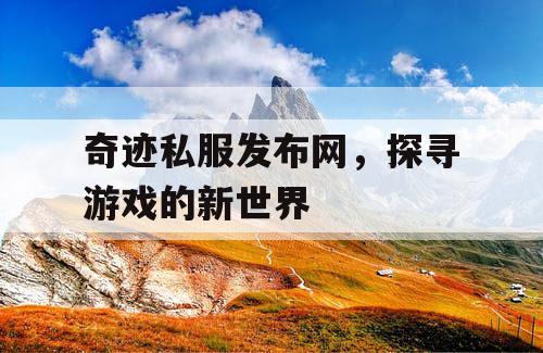 奇迹私服发布网，探寻游戏的新世界
