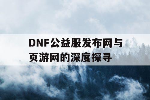 DNF公益服发布网与页游网的深度探寻