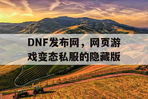DNF发布网，网页游戏变态私服的隐藏版