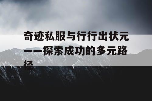 奇迹私服与行行出状元——探索成功的多元路径