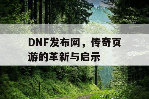 DNF发布网，传奇页游的革新与启示