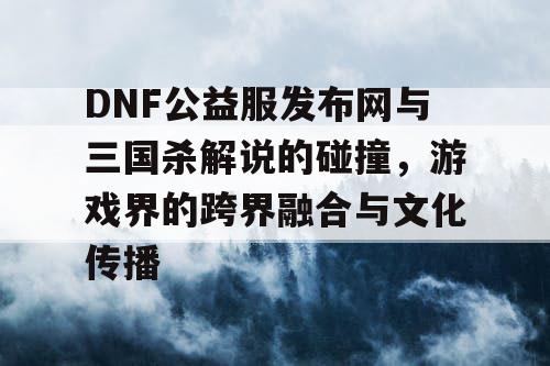 DNF公益服发布网与三国杀解说的碰撞,游戏界的跨界融合与文化传播 DNF公益服发布网与三国杀解说的碰撞,游戏界的跨界融合与文化传播