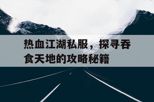 热血江湖私服,探寻吞食天地的攻略秘籍 热血江湖私服,探寻吞食天地的攻略秘籍