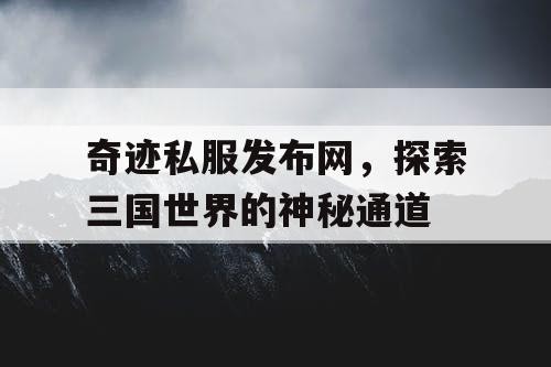 奇迹私服发布网，探索三国世界的神秘通道