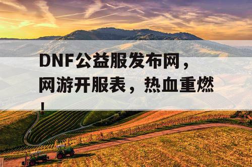 DNF公益服发布网,网游开服表,热血重燃! DNF公益服发布网,网游开服表,热血重燃!