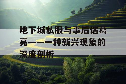 地下城私服与事后诸葛亮——一种新兴现象的深度剖析 地下城私服与事后诸葛亮——一种新兴现象的深度剖析