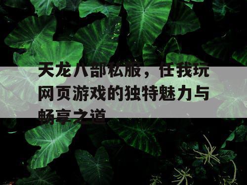 天龙八部私服，任我玩网页游戏的独特魅力与畅享之道