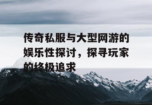 传奇私服与大型网游的娱乐性探讨,探寻玩家的终极追求 传奇私服与大型网游的娱乐性探讨,探寻玩家的终极追求