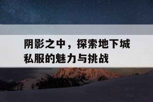 阴影之中，探索地下城私服的魅力与挑战