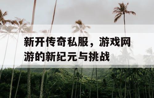 新开传奇私服，游戏网游的新纪元与挑战