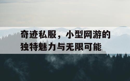 奇迹私服，小型网游的独特魅力与无限可能