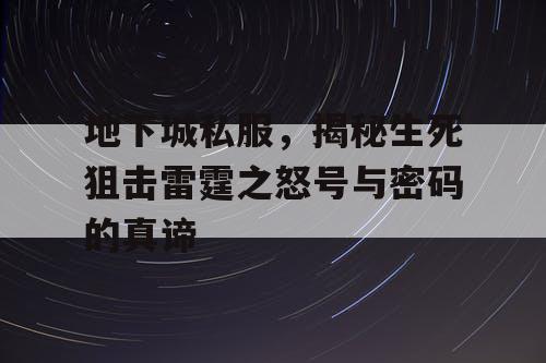 地下城私服，揭秘生死狙击雷霆之怒号与密码的真谛