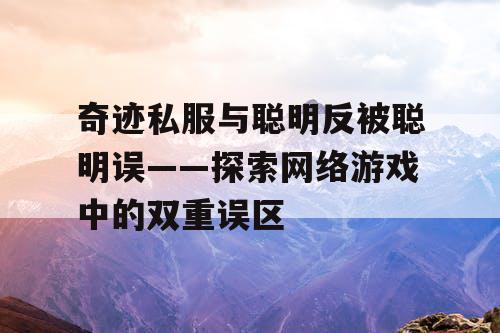 奇迹私服与聪明反被聪明误——探索网络游戏中的双重误区