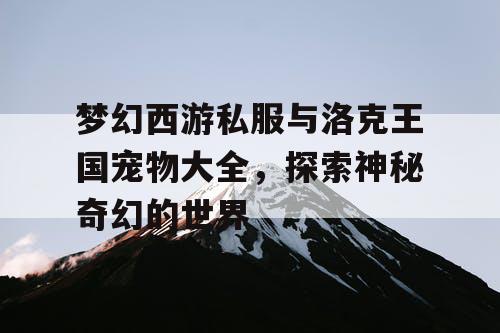 梦幻西游私服与洛克王国宠物大全，探索神秘奇幻的世界