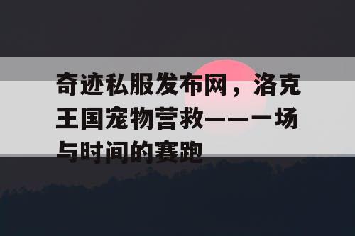奇迹私服发布网，洛克王国宠物营救——一场与时间的赛跑