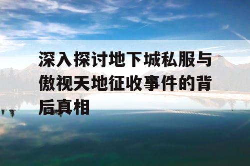 深入探讨地下城私服与傲视天地征收事件的背后真相 深入探讨地下城私服与傲视天地征收事件的背后真相