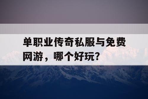 单职业传奇私服与免费网游，哪个好玩？