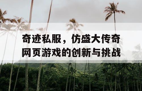 奇迹私服，仿盛大传奇网页游戏的创新与挑战