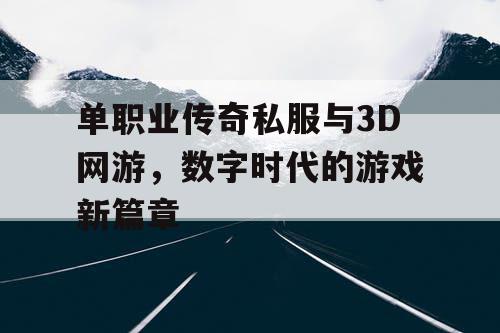 单职业传奇私服与3D网游，数字时代的游戏新篇章