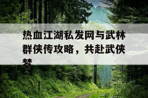 热血江湖私发网与武林群侠传攻略,共赴武侠梦 热血江湖私发网与武林群侠传攻略,共赴武侠梦