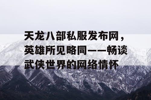 天龙八部私服发布网，英雄所见略同——畅谈武侠世界的网络情怀