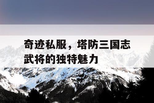 奇迹私服，塔防三国志武将的独特魅力