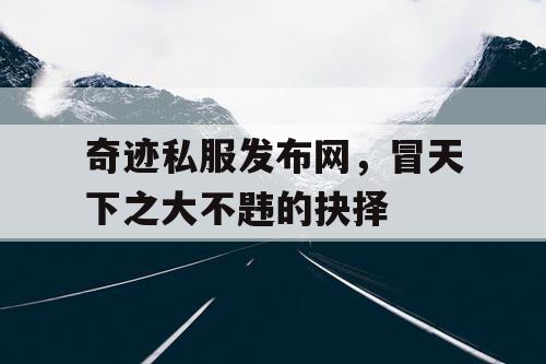 奇迹私服发布网，冒天下之大不韪的抉择