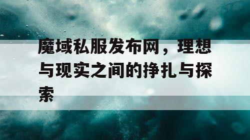魔域私服发布网，理想与现实之间的挣扎与探索