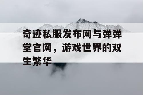 奇迹私服发布网与弹弹堂官网，游戏世界的双生繁华