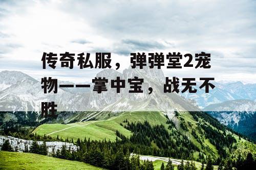 传奇私服，弹弹堂2宠物——掌中宝，战无不胜