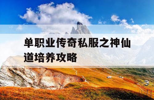 单职业传奇私服之神仙道培养攻略 单职业传奇私服之神仙道培养攻略