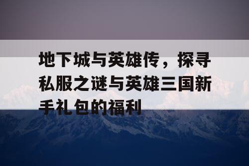 地下城与英雄传，探寻私服之谜与英雄三国新手礼包的福利