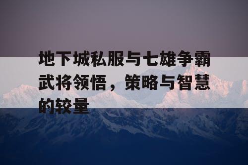 地下城私服与七雄争霸武将领悟，策略与智慧的较量