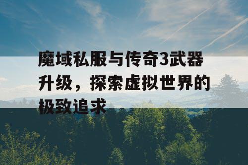 魔域私服与传奇3武器升级，探索虚拟世界的极致追求