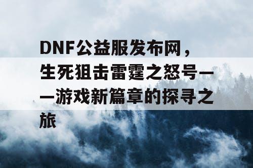 DNF公益服发布网，生死狙击雷霆之怒号——游戏新篇章的探寻之旅