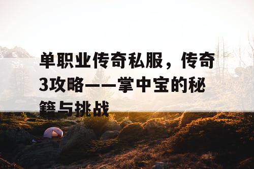 单职业传奇私服，传奇3攻略——掌中宝的秘籍与挑战