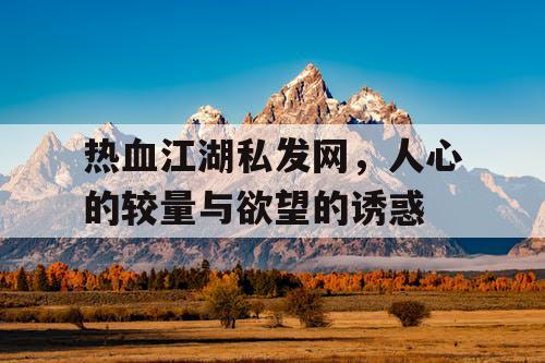 热血江湖私发网，人心的较量与欲望的诱惑