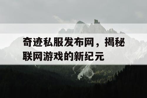 奇迹私服发布网，揭秘联网游戏的新纪元
