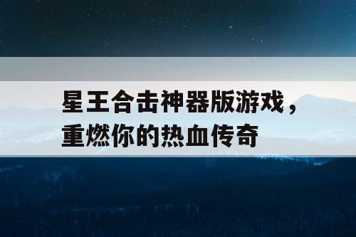 星王合击神器版游戏，重燃你的热血传奇