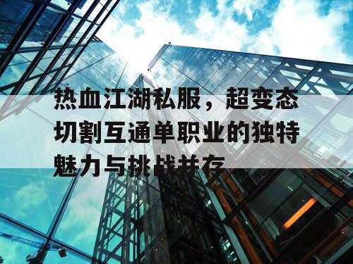 热血江湖私服，超变态切割互通单职业的独特魅力与挑战并存