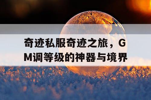 奇迹私服奇迹之旅，GM调等级的神器与境界