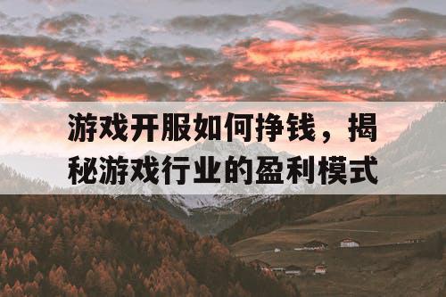 游戏开服如何挣钱,揭秘游戏行业的盈利模式 游戏开服如何挣钱,揭秘游戏行业的盈利模式