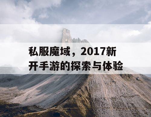 私服魔域，2017新开手游的探索与体验