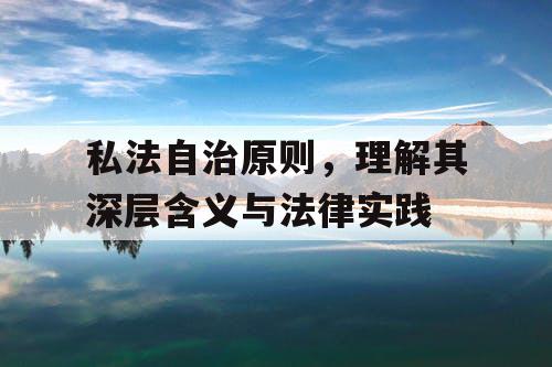私法自治原则，理解其深层含义与法律实践